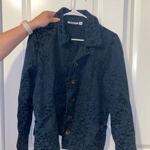 Blue floral embroidered jacket